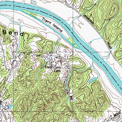Topographic Map of Trent Cain Cemetery, TN