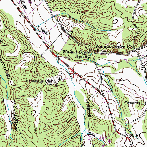 Topographic Map of Trestle Hollow, TN