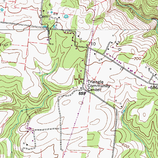 Topographic Map of Triangle Community Center, TN