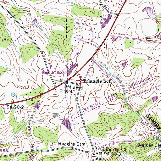 Topographic Map of Triangle School, TN