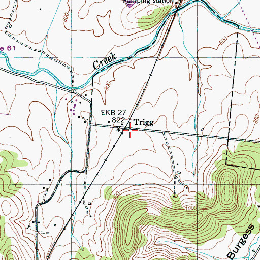 Topographic Map of Trigg, TN