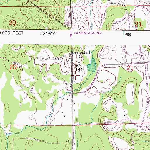 Topographic Map of Springhill Church, AL