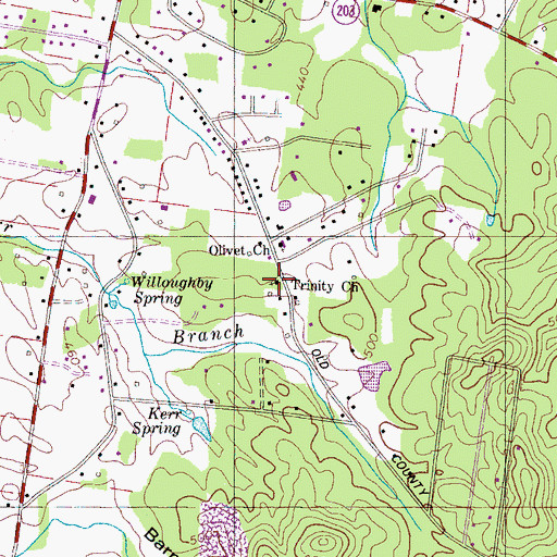 Topographic Map of Trinity Church, TN