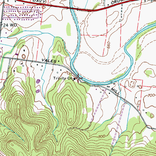 Topographic Map of Trinity Church, TN