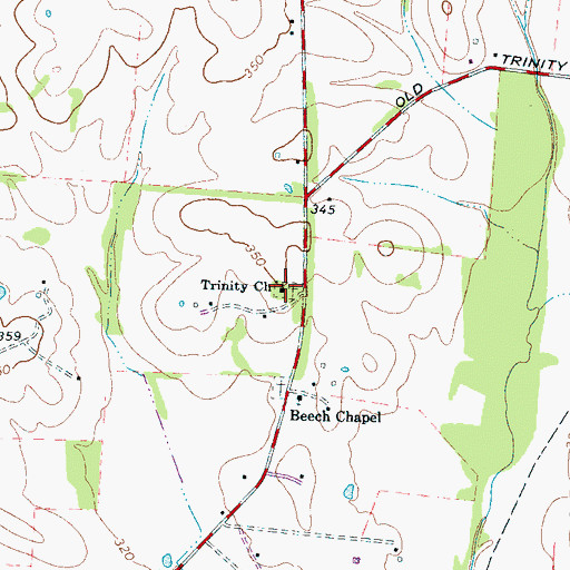 Topographic Map of Trinity Church, TN