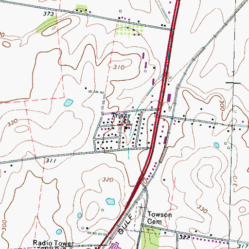Topographic Map of Trinity Church, TN