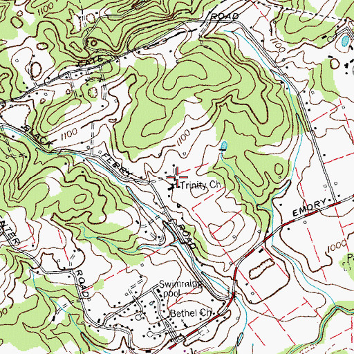 Topographic Map of Trinity Church, TN
