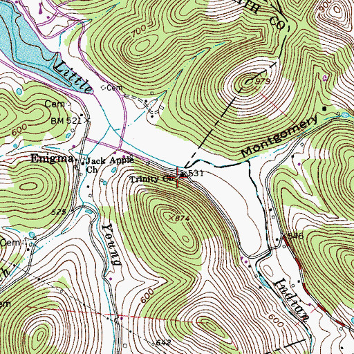 Topographic Map of Trinity Church, TN