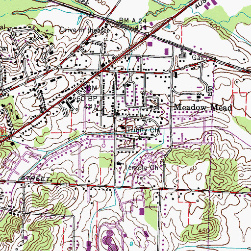 Topographic Map of Trinity Church, TN