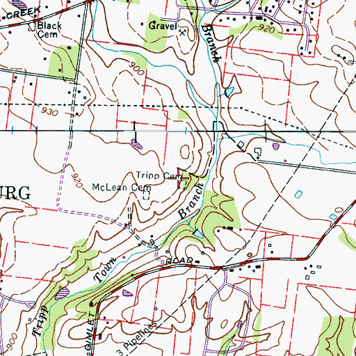 Topographic Map of Tripp Cemetery, TN