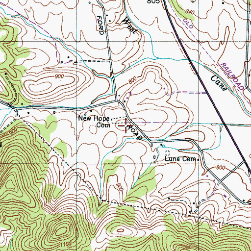 Topographic Map of Troop Cemetery, TN
