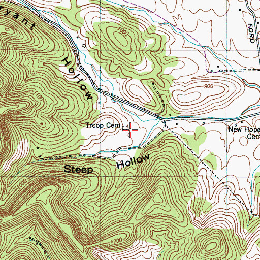 Topographic Map of Troop Cemetery, TN