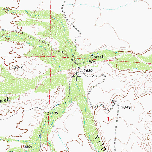 Topographic Map of Tripp Canyon, AZ