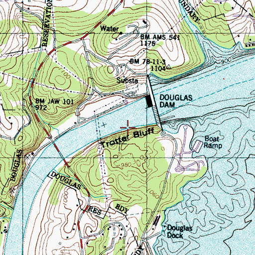 Topographic Map of Trotter Bluff, TN