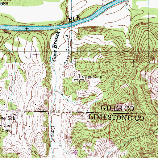 Topographic Map of Trotter Cemetery, TN