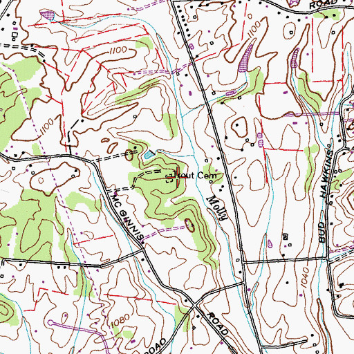 Topographic Map of Trout Cemetery, TN