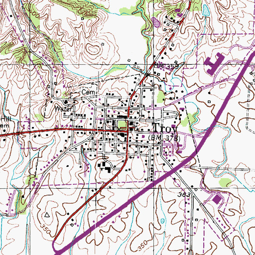 Topographic Map of Troy, TN