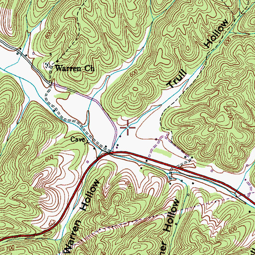 Topographic Map of Trull Hollow, TN