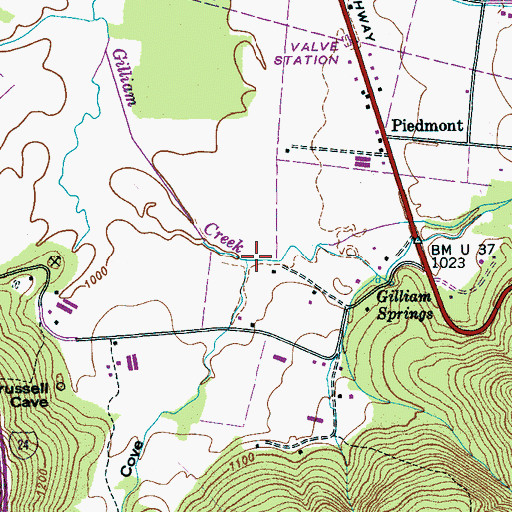 Topographic Map of Trussell Creek, TN