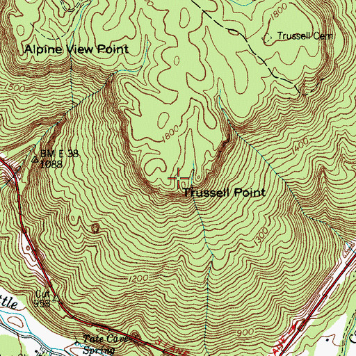 Topographic Map of Trussell Point, TN