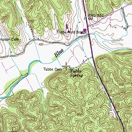 Topographic Map of Tubbs Cemetery, TN