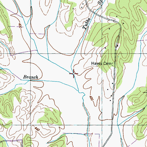 Topographic Map of Tubbs Spring Branch, TN
