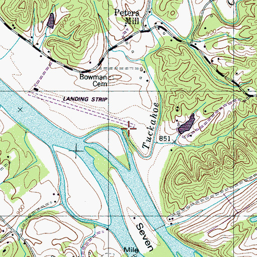 Topographic Map of Tuckahoe Creek, TN