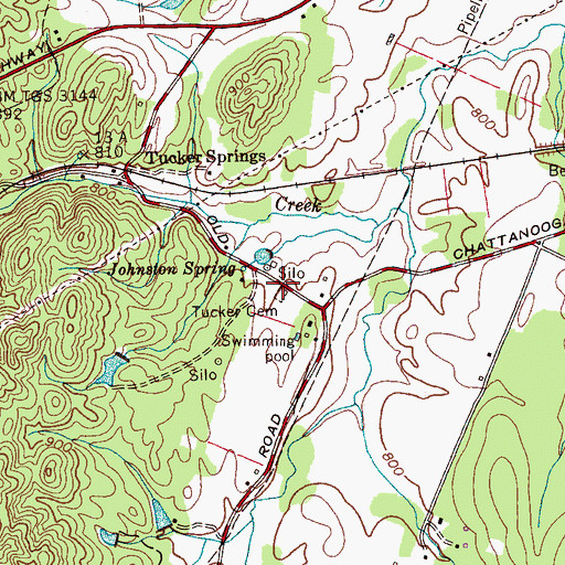 Topographic Map of Tucker Cemetery, TN