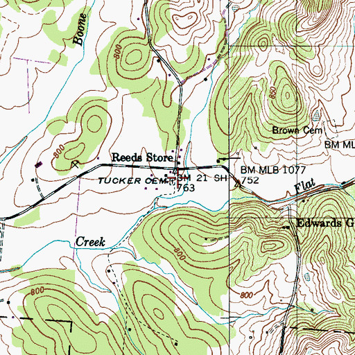 Topographic Map of Tucker Cemetery, TN