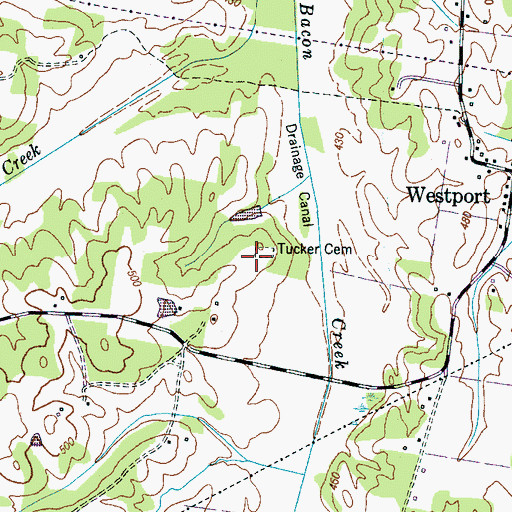 Topographic Map of Tucker Cemetery, TN