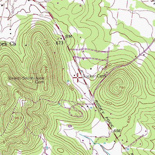 Topographic Map of Tucker Cemetery, TN