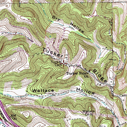 Topographic Map of Tucker Cemetery, TN