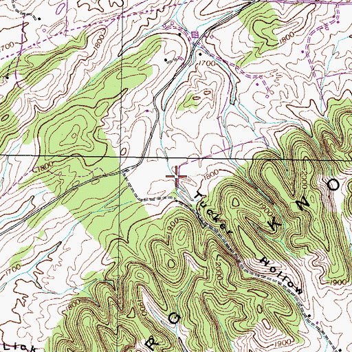 Topographic Map of Tucker Hollow, TN