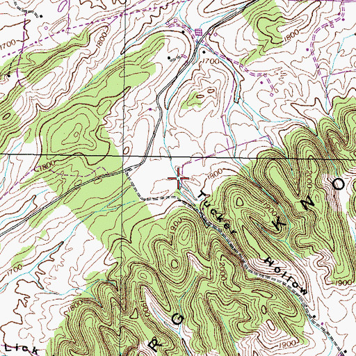 Topographic Map of Tucker Hollow, TN