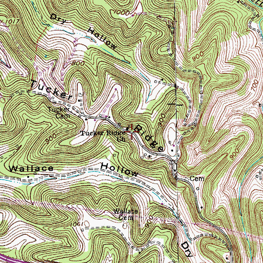Topographic Map of Tucker Ridge Church, TN