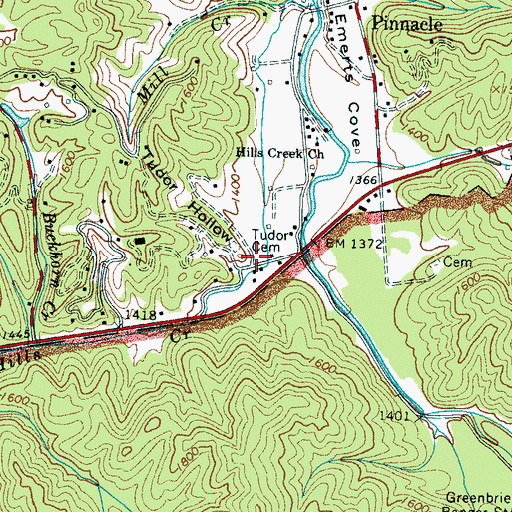 Topographic Map of Tudor Hollow, TN