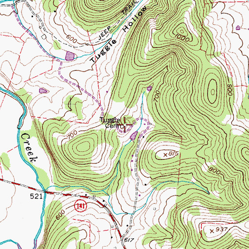 Topographic Map of Tuggle Cemetery, TN