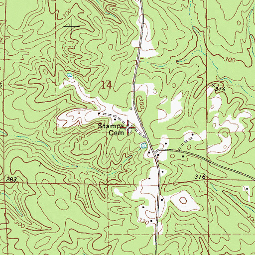 Topographic Map of Stamps Cemetery, AL