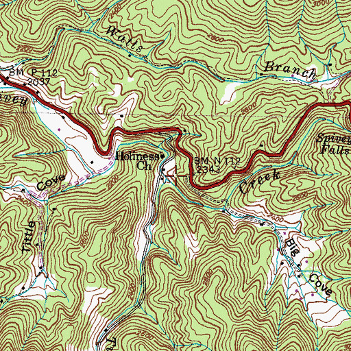 Topographic Map of Tumbling Creek, TN