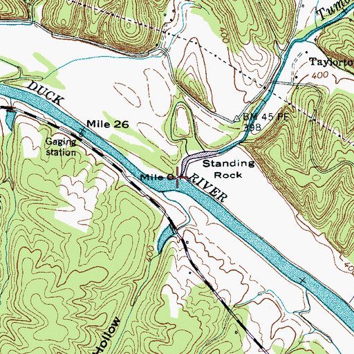 Topographic Map of Tumbling Creek, TN