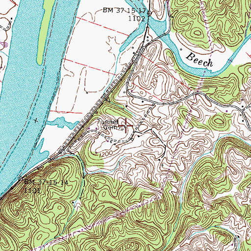 Topographic Map of Tunnel Cemetery, TN
