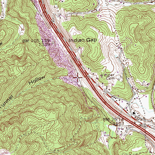 Topographic Map of Tunnel Hollow, TN