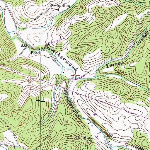 Topographic Map of Turkey Branch, TN