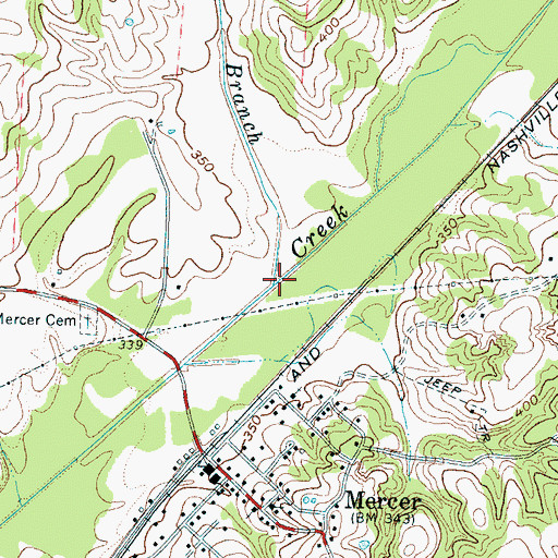 Topographic Map of Turkey Branch, TN