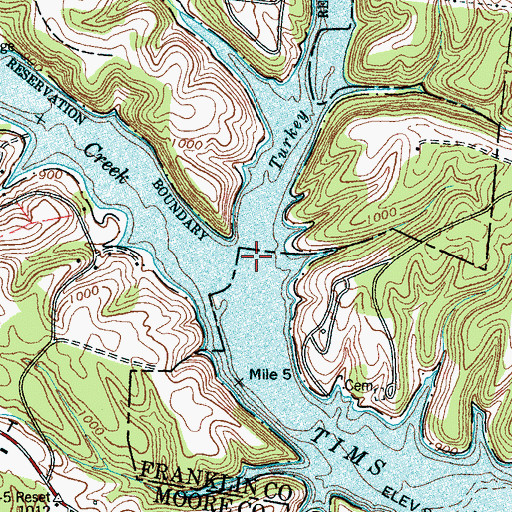 Topographic Map of Turkey Creek, TN