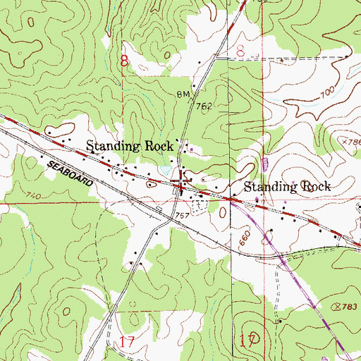 Topographic Map of Standing Rock, AL