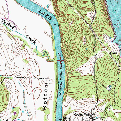 Topographic Map of Turkey Creek, TN