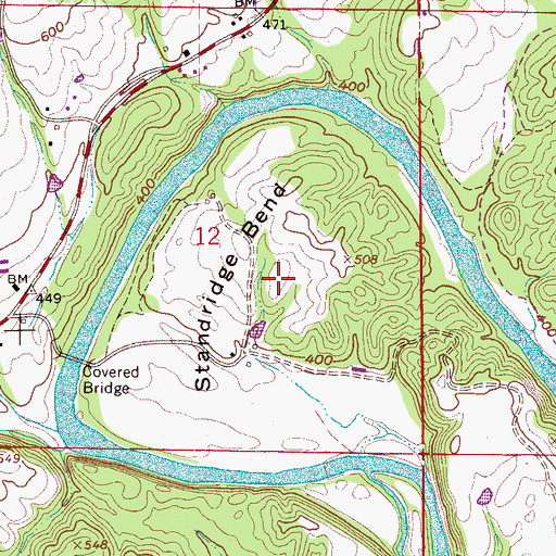 Topographic Map of Standridge Bend, AL