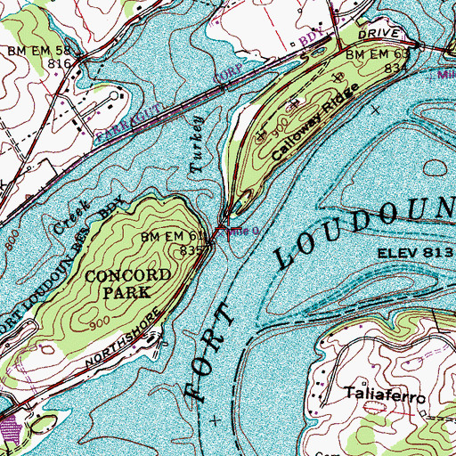 Topographic Map of Turkey Creek, TN