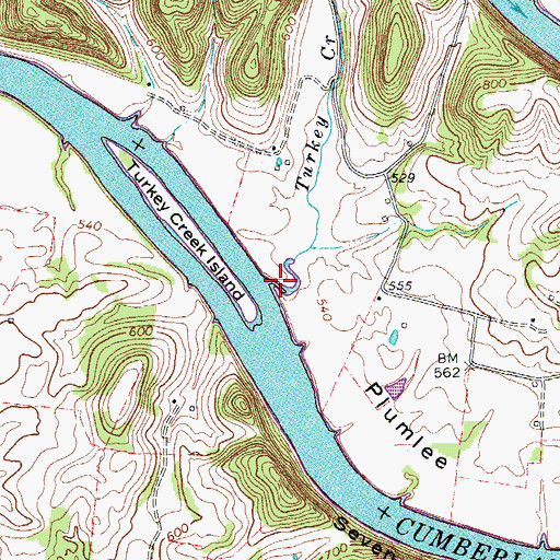 Topographic Map of Turkey Creek, TN